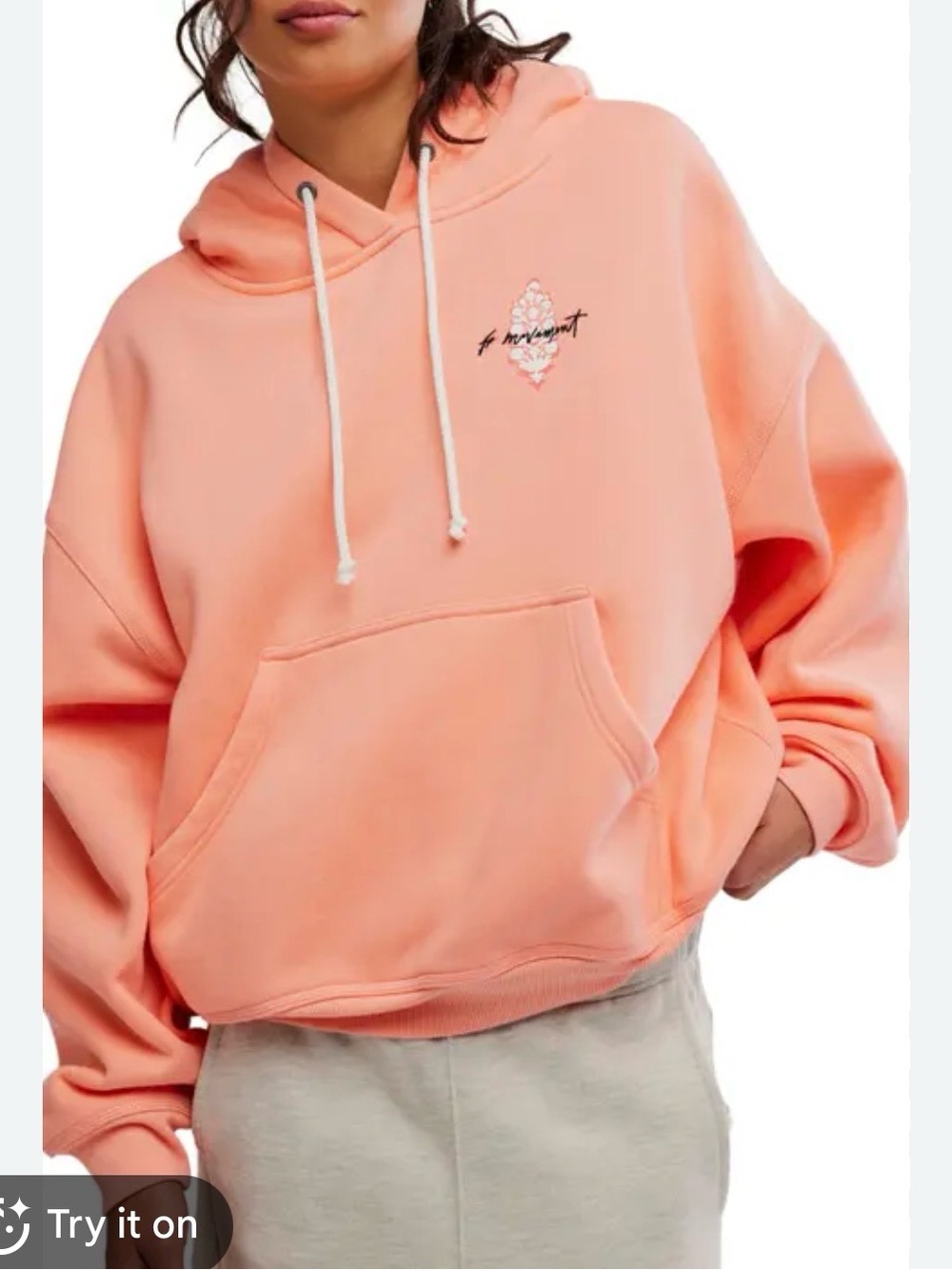 Free People Movement Peach Coral Hoodie with Front Pocket